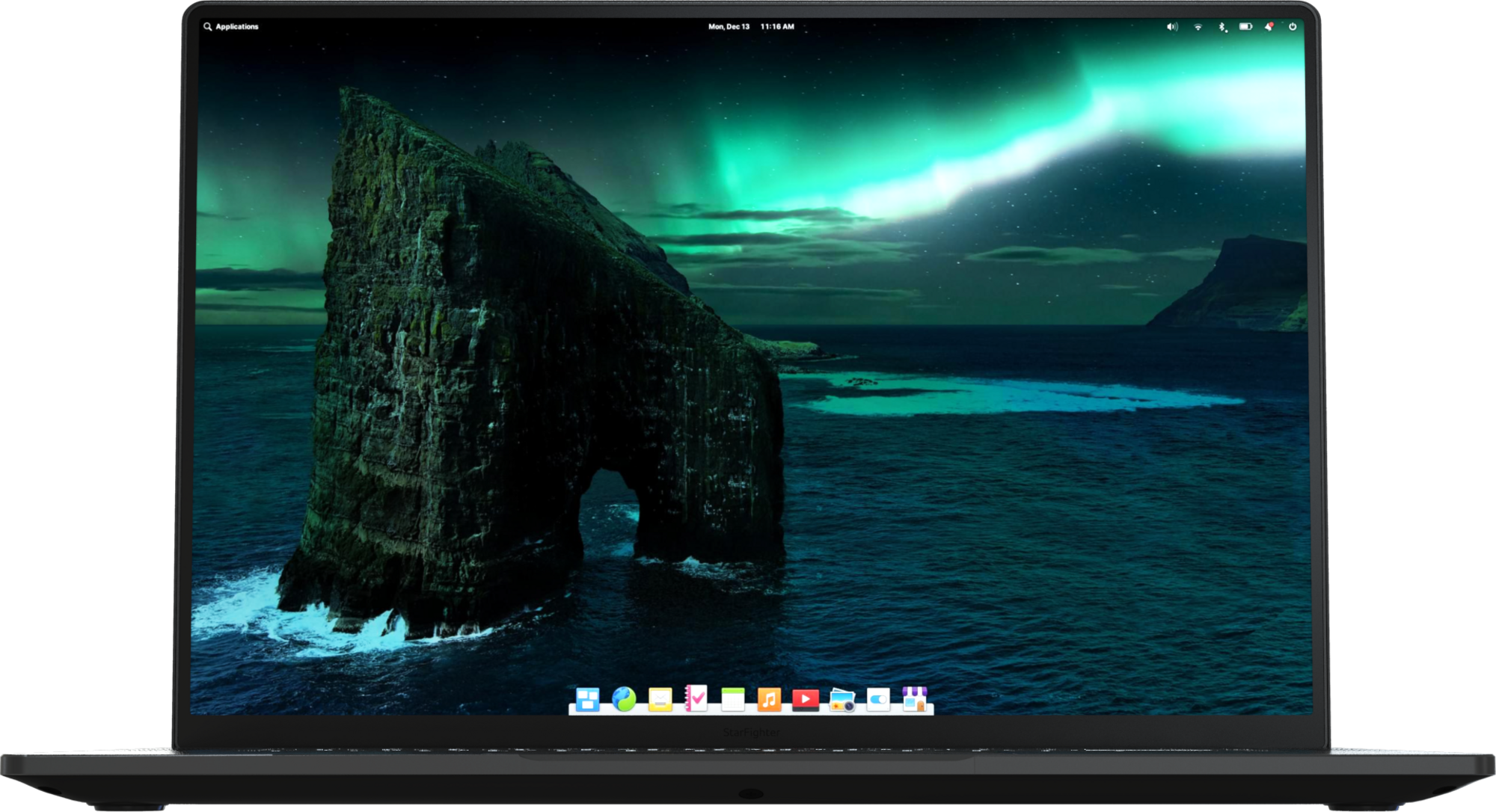 StarFighter Mk I The Ultimate Linux Laptop showing elementary OS